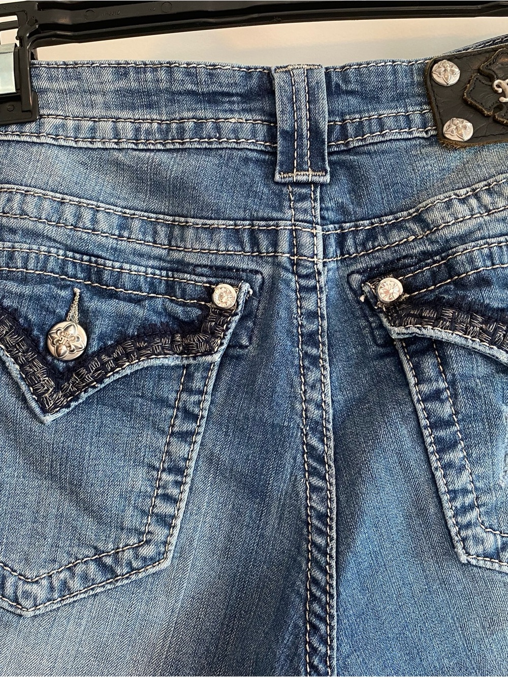 BUY NOW ~ Miss Me Blue Distressed Boyfriend Style Capri Jeans